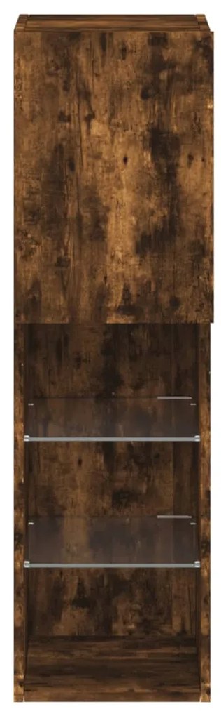 Móvel de TV com luzes LED 30,5x30x102 cm carvalho fumado