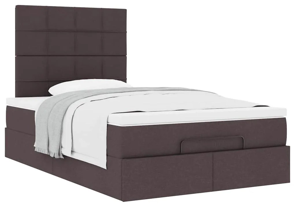 Estrutura de cama otomana com colchão 120x190cm castanho escuro