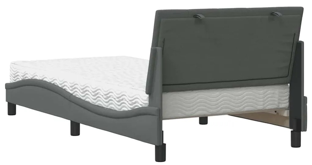 Cama com colchão 100x200 cm tecido cinzento-escuro