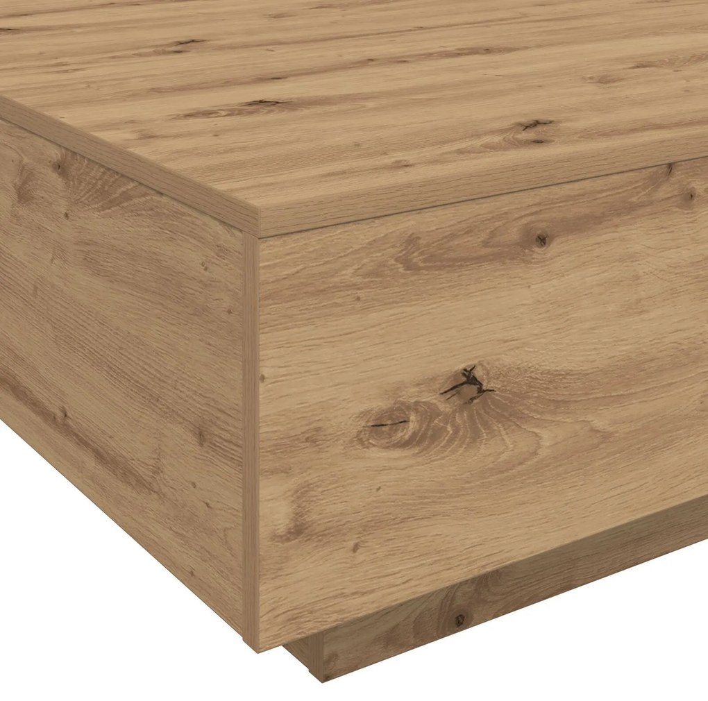 Mesa de Centro vidaXL com Luzes LED Carvalho Artesanal 55x55x31 cm
