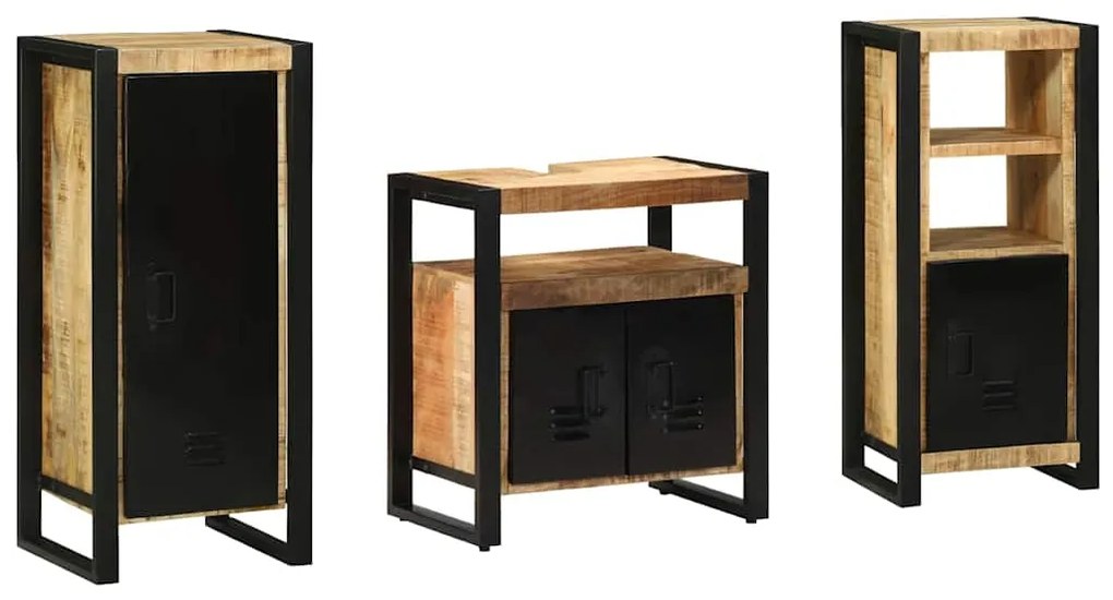 vidaXL Conjunto de Móveis para Banheiro 3 pcs Madeira Reforçada Sólida