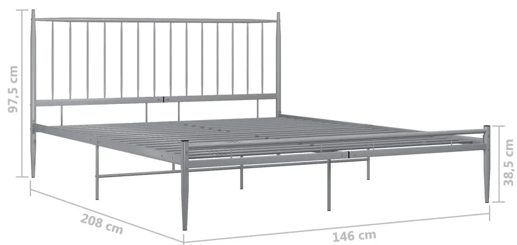 Estrutura de cama metal 140x200 cm cinzento