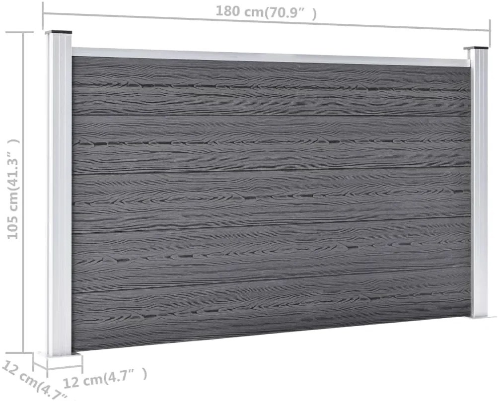 Painel de vedação para jardim 526x106 cm WPC cinzento