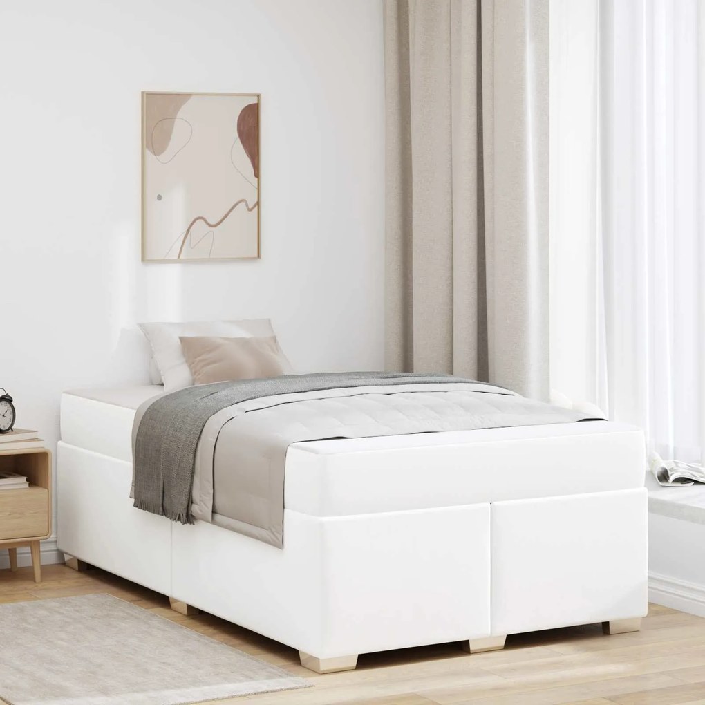 vidaXL Estrutura da Cama com colchão Branco 120 x 190 cm tecido