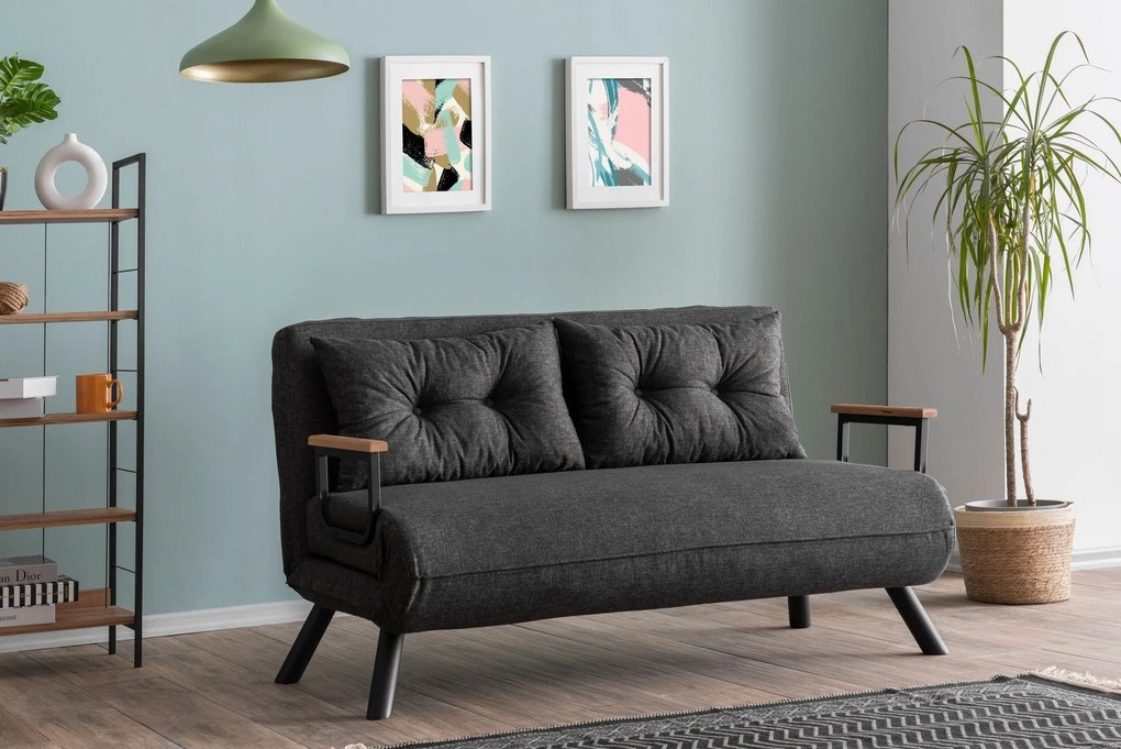 Sofá-Cama 2 Lugares Sando – Cinzento Escuro – 175 cm x 133 cm