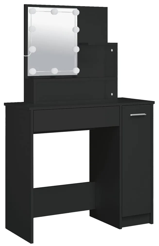 Toucador com luzes LED 86,5x35x136 cm preto