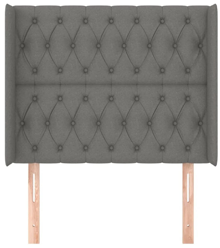 Cabeceira cama c/ abas tecido 93x16x118/128 cm cinzento-escuro