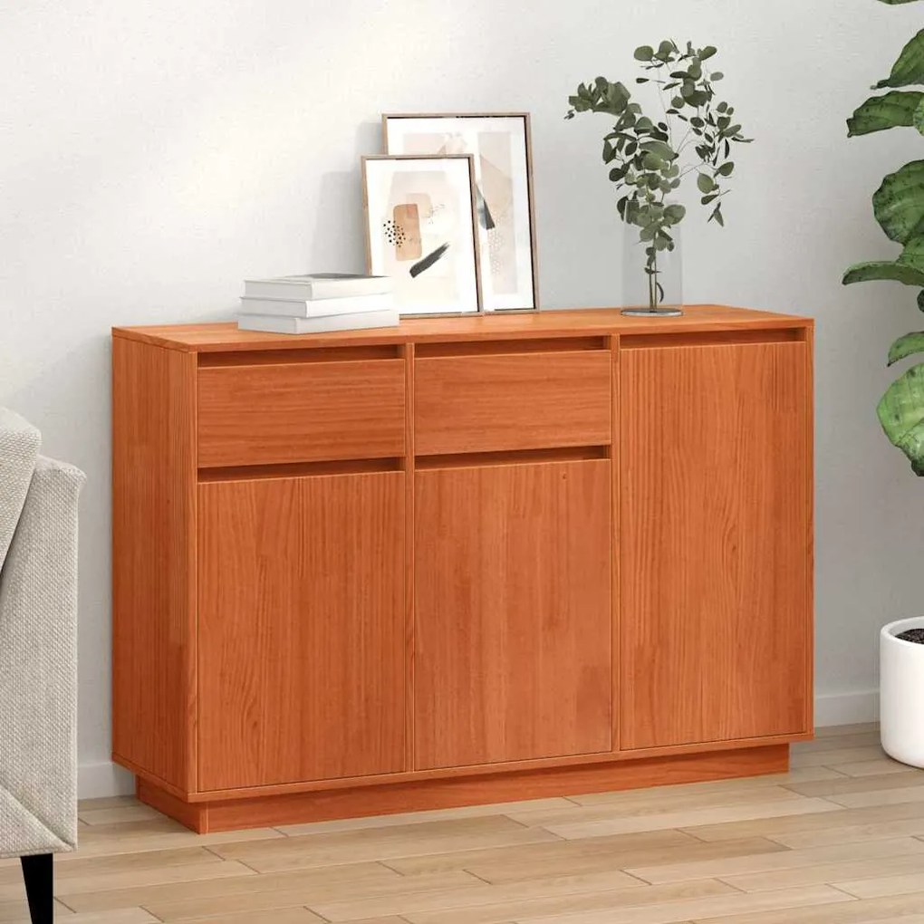 vidaXL Buffet Castanho-mel 110 x 34 x 75 cm Madeira de pinho maciça