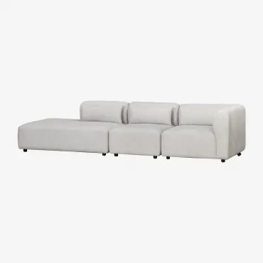 Sofá De Canto Modular Fogler De 3 Peças Com Chaise Longue Esquerda Tecido Cinza Claro - Sklum
