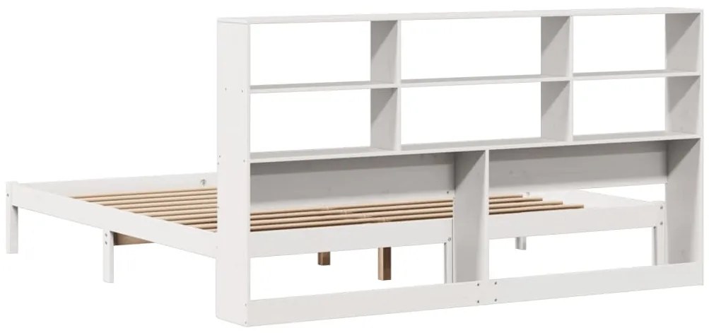 Cama com estante sem colchão 200x200 cm pinho maciço branco