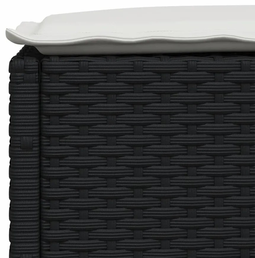 7 pcs conjunto de sofás p/ jardim c/ almofadões vime PE preto