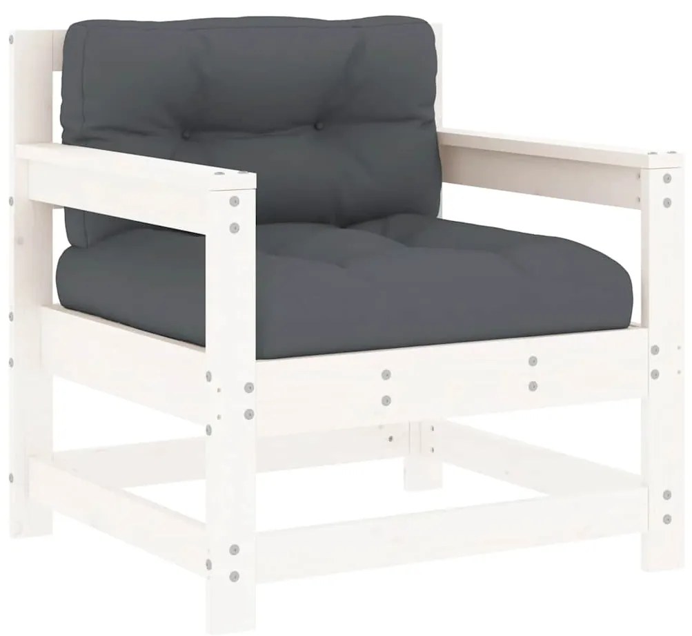 Cadeiras de jardim c/ almofadões 2 pcs pinho maciço branco