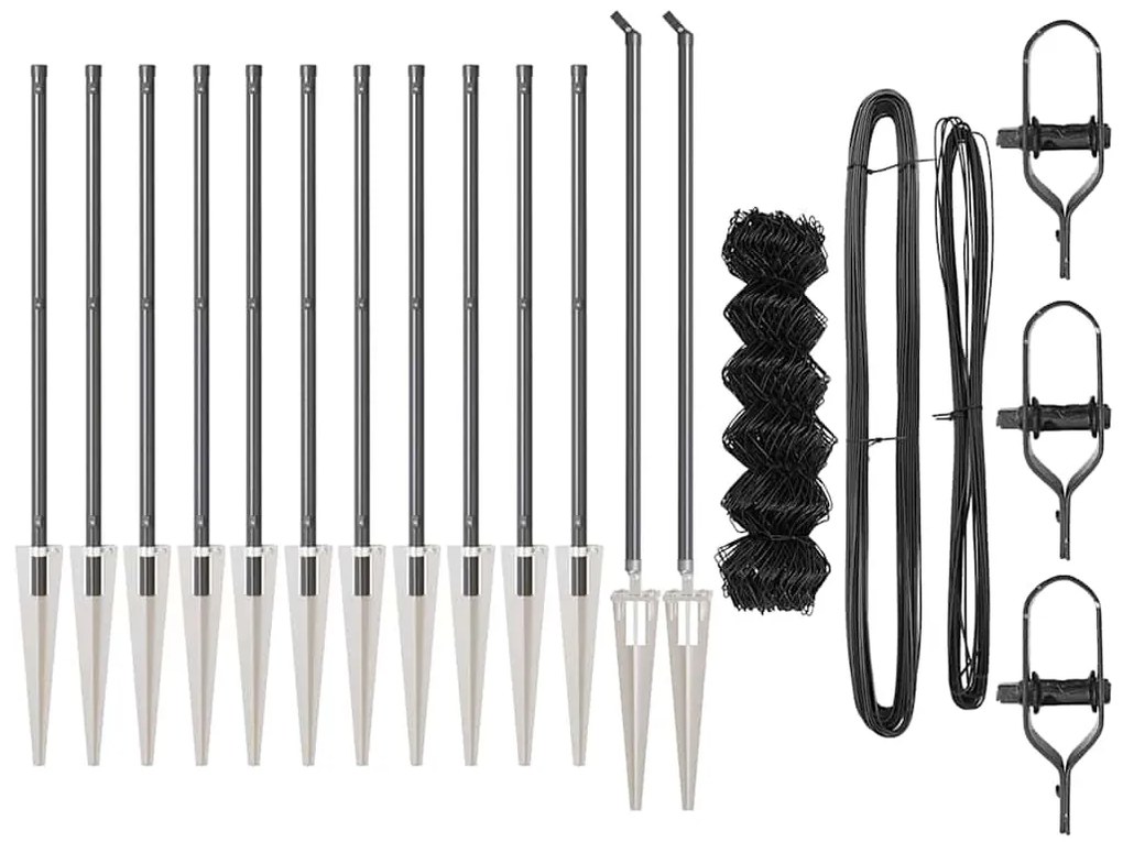 Conjunto de Postes de Cerca Cinzeto 0.4 x 25 m Aço Galvanizado