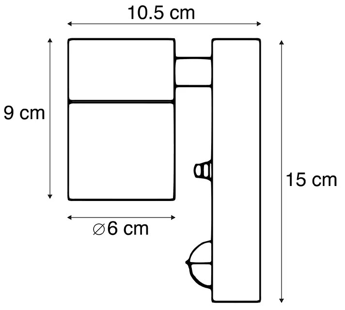 Candeeiro de parede exterior em aço IP44 com sensor de movimento - Solo Moderno