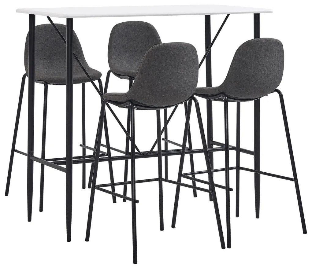 vidaXL 5 pcs conjunto de bar tecido cinzento-escuro