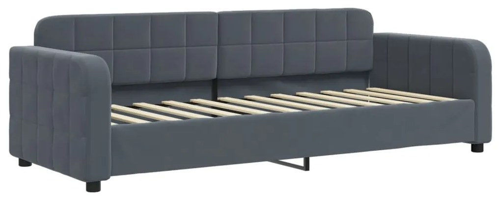 Sofá-cama c/ gavetão e gavetas 80x200 cm veludo cinzento-escuro
