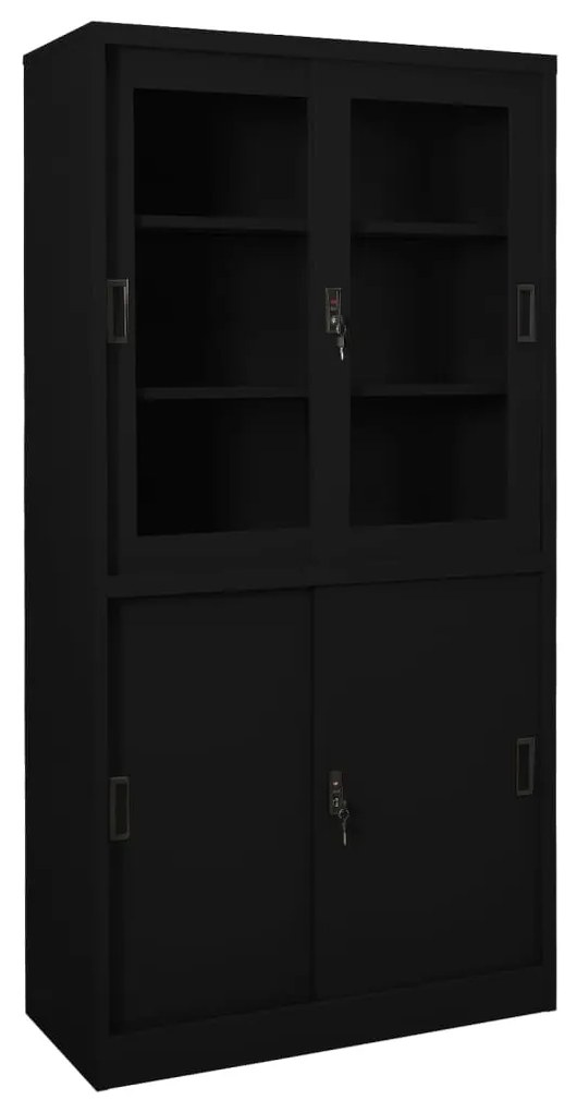 Armário de escritório c/ porta deslizante 90x40x180cm aço preto