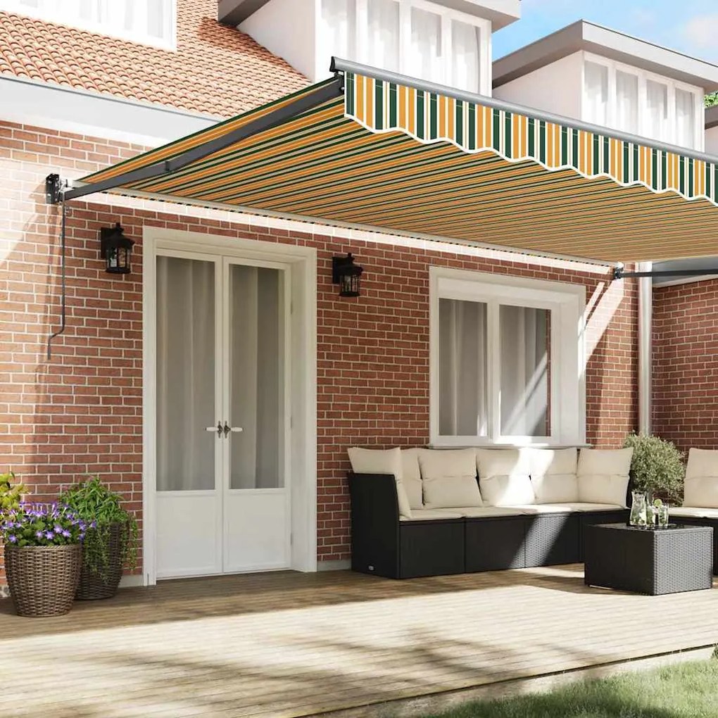 Toldo Retrátil Automático Verde e Amarelo 500 x 300 cm