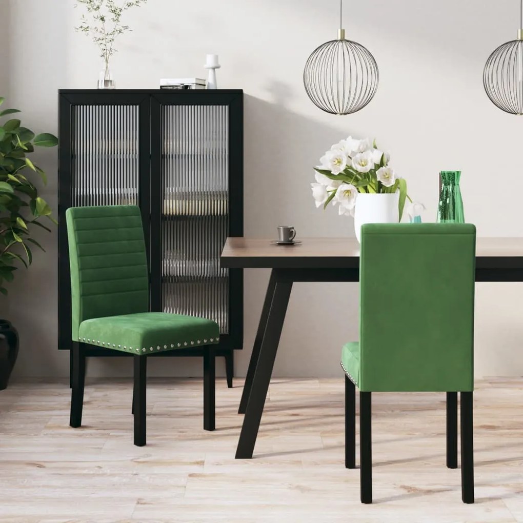 vidaXL Cadeiras de jantar 2 pcs veludo verde-escuro