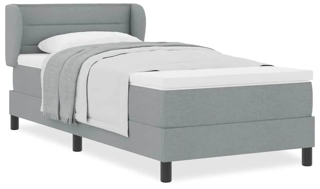 Cama Box com Colchão Cinza Claro 100x200 cm Tecido