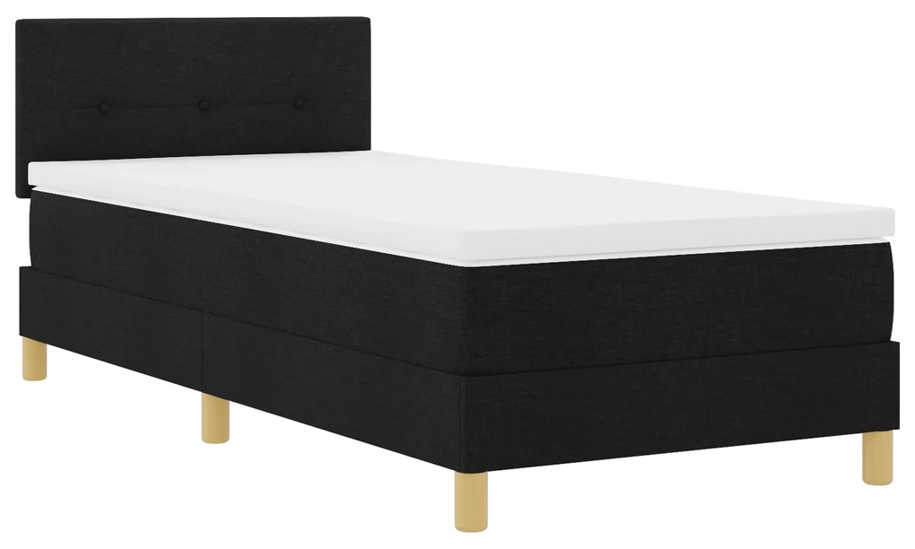 Cama Box Spring com Colchão Preta 90x200 cm Tecido