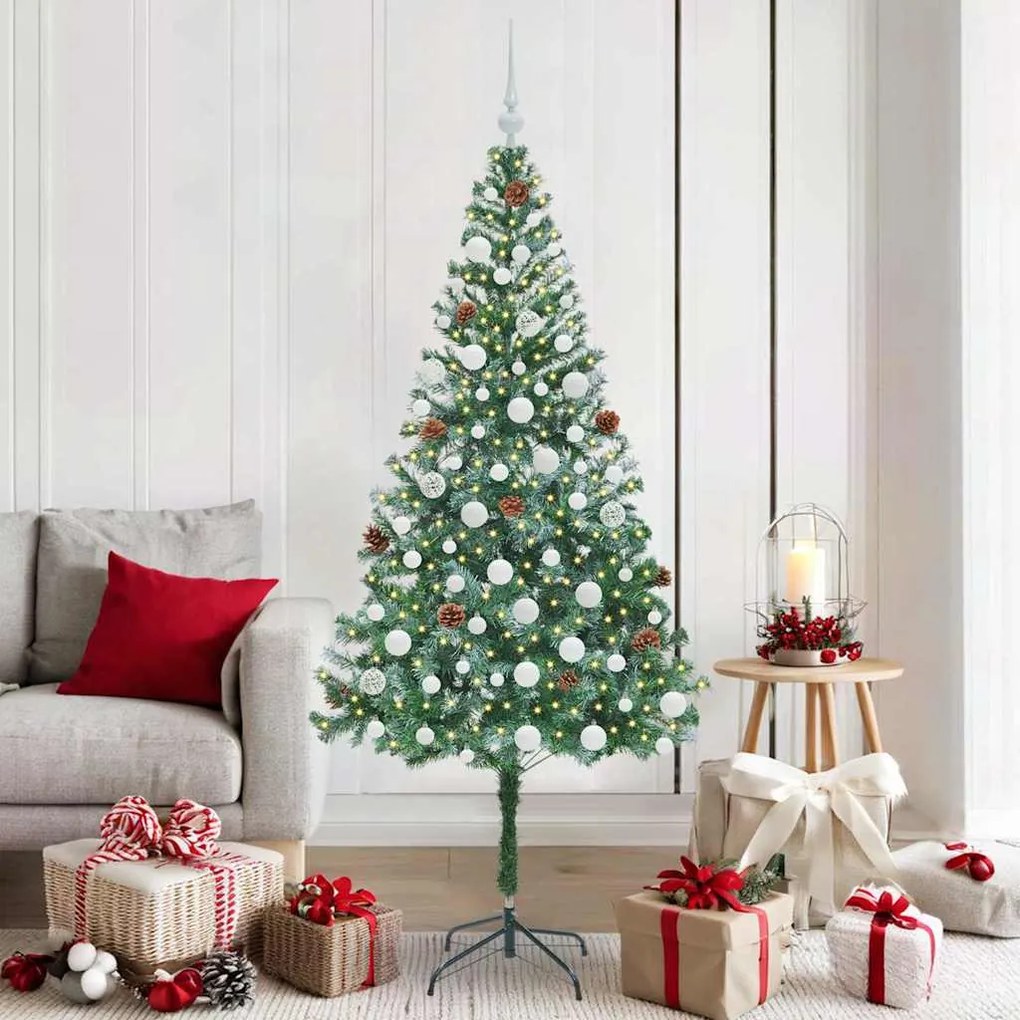 vidaXL Árvore de Natal Artificial com 300 LEDs Verde 180 cm PVC e Aço