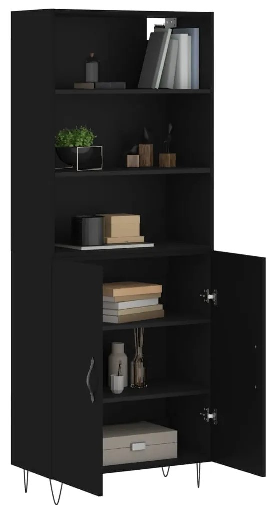 Armário alto 69,5x34x180 cm derivados de madeira preto