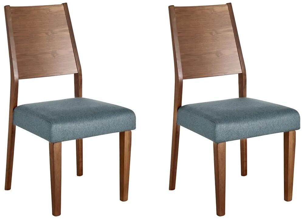 Conjunto de 2 cadeiras de jantar em madeira escura e cinzenta ELMIRA Beliani