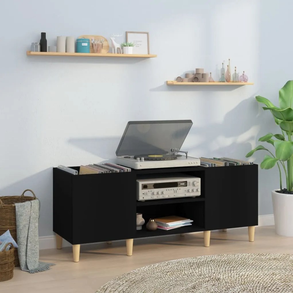 vidaXL Armário para discos 121x38x48 cm derivados de madeira preto