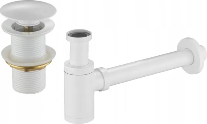 Mexen meia-sifão de lavatório redondo com tampão click-clack, sem transbordamento, branco - 7991050-20
