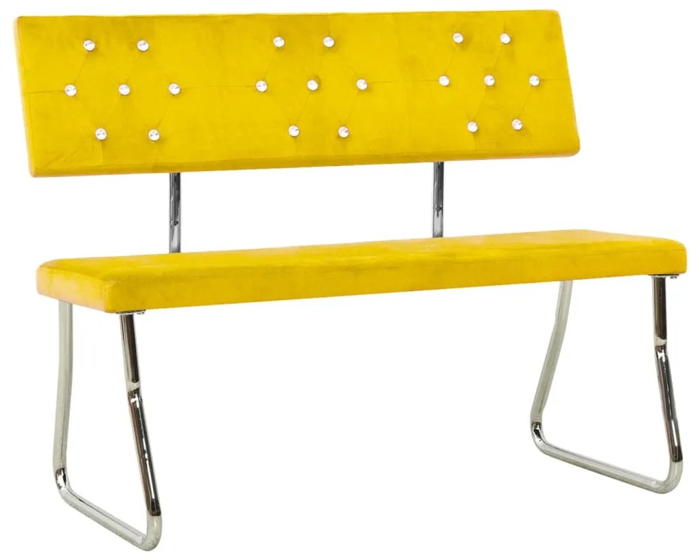 Banco 110 cm veludo amarelo mostarda