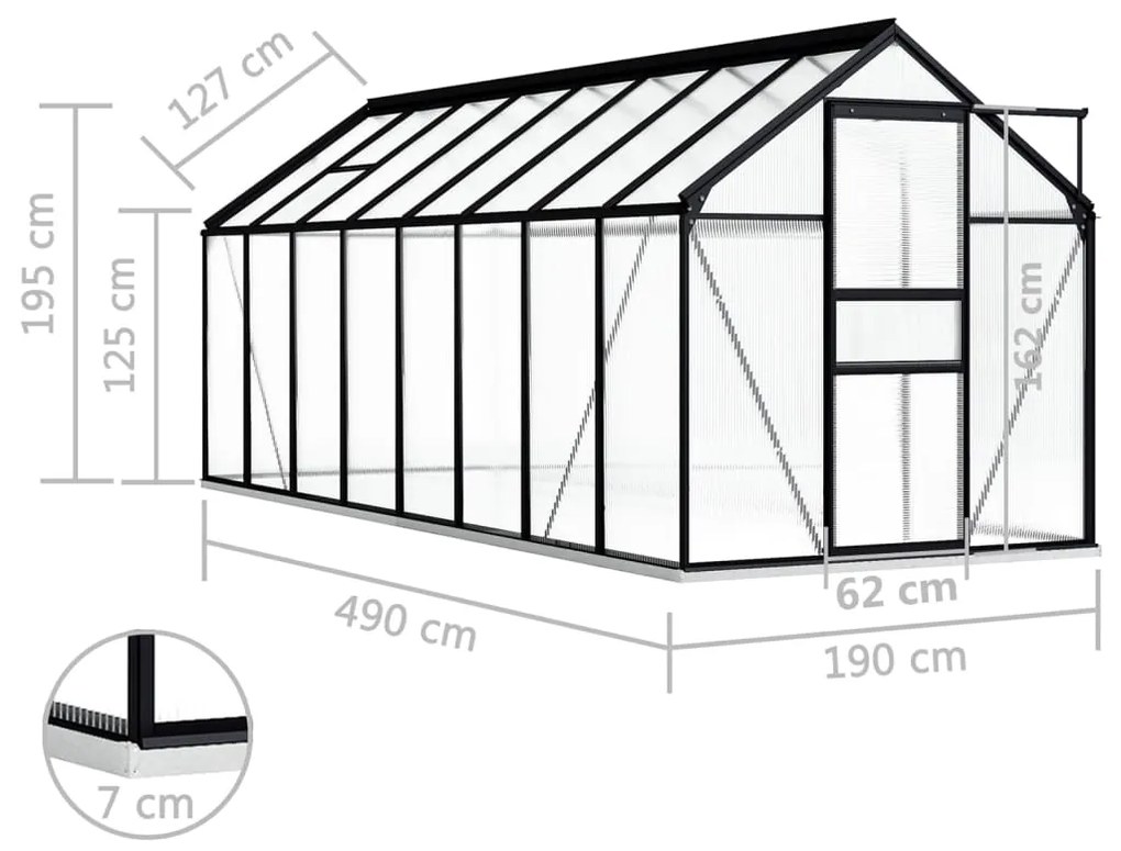 Estufa com base alumínio antracite 9,31 m²