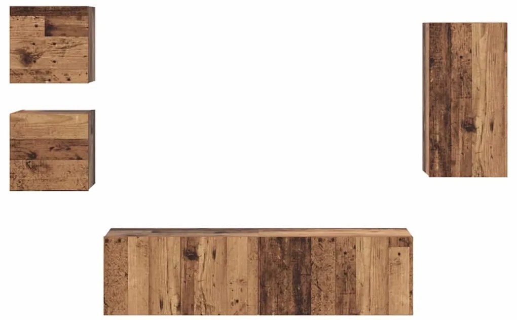 Conjunto de móvel de TV 5 pcs Madeira antiga 30.5 x 30 x 60 cm