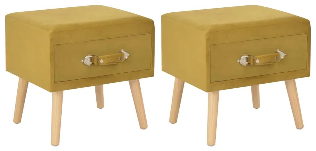 vidaXL Mesas-de-cabeceira 2 pcs 40x35x40 cm veludo mostarda