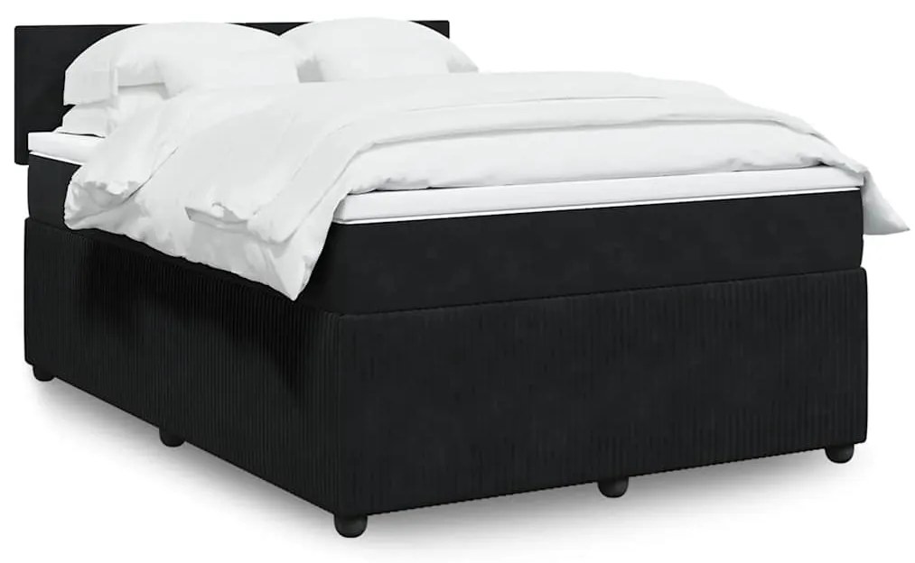 Cama com molas/colchão 160x200 cm veludo preto