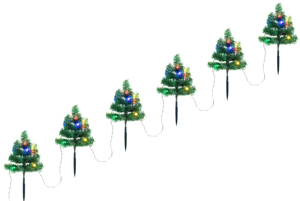 Árvores de Natal de caminho 6 pcs 45 cm PVC luzes LED multicor