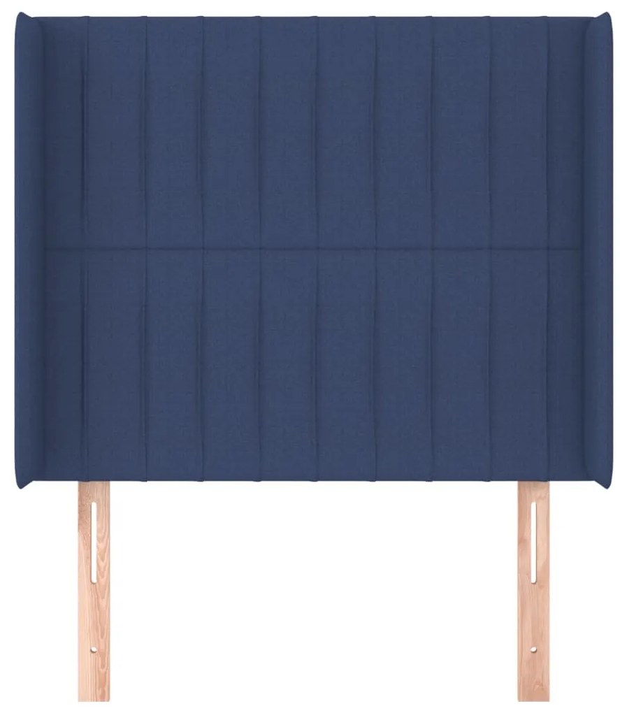 Cabeceira de cama c/ abas tecido 103x16x118/128 cm azul