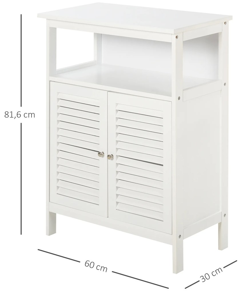 Armário de banheiro auxiliar com 2 portas Prateleiras 60x30x81,6 cm Branco