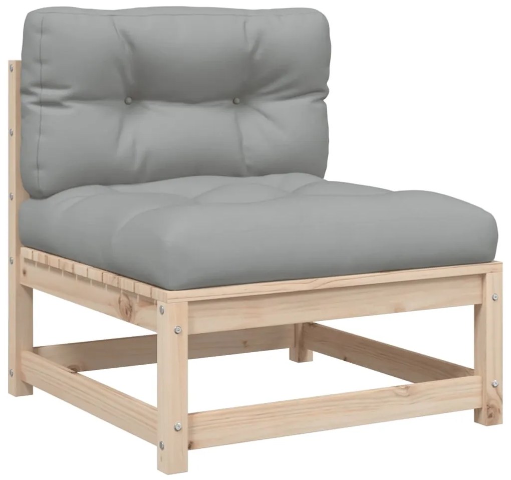 8 pcs conjunto sofás de jardim com almofadões pinho maciço