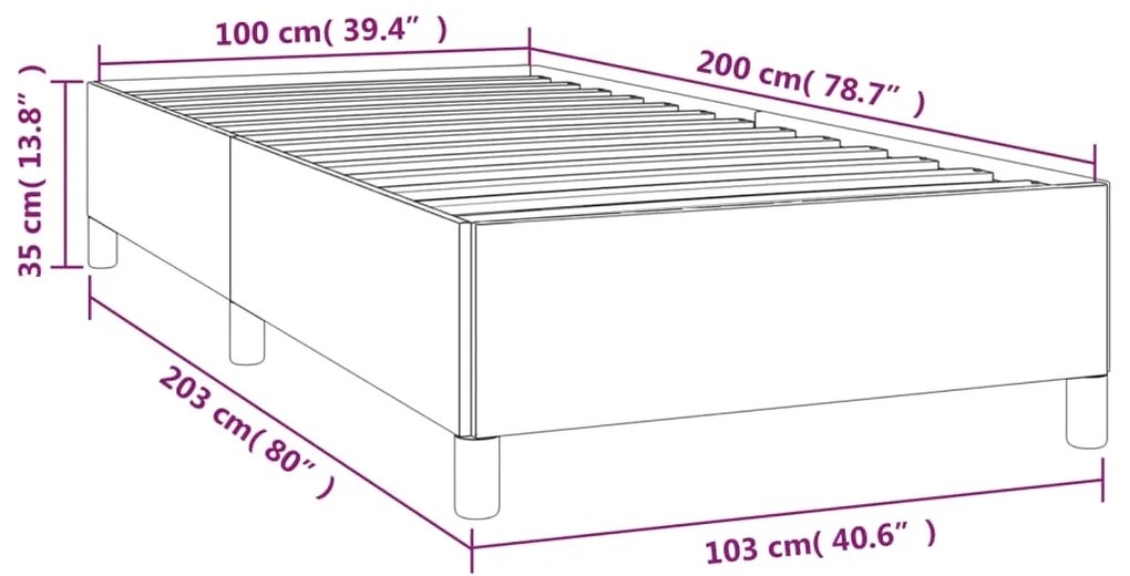 Estrutura de cama 100x200 cm couro artificial cor creme