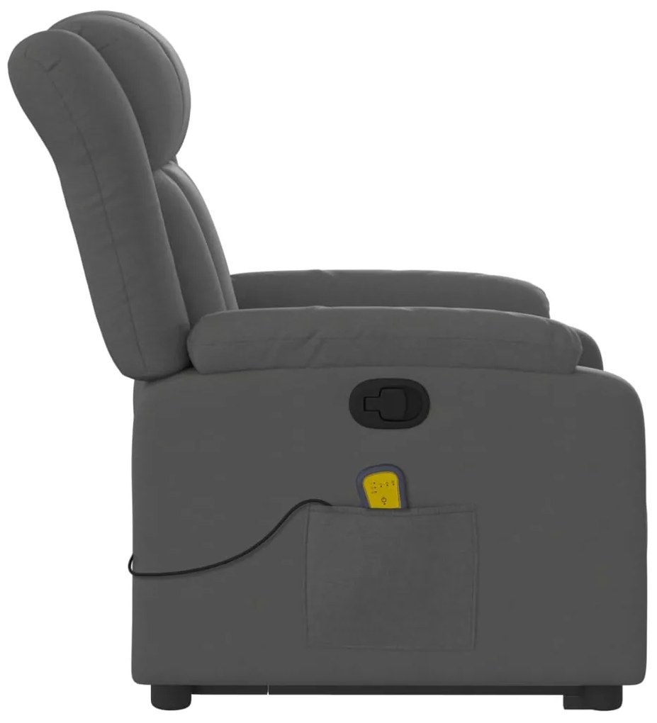 Poltrona elevatória de massagens tecido cinzento-escuro