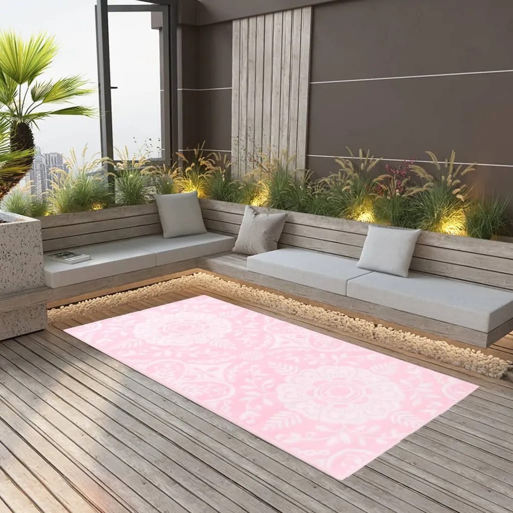 vidaXL Tapete de exterior 120x180 cm ARAKIL PP cor-de-rosa