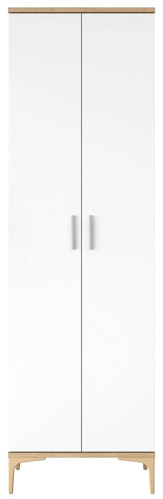 Armário Multiusos JE102 – Nogueira e Branco – 60x198,6x37,5 cm