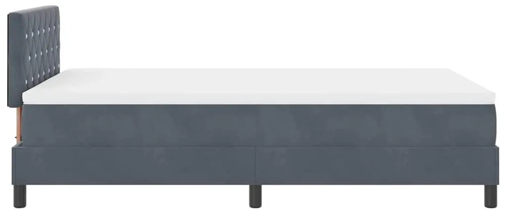 Cama Box Spring com Colchão &amp; LED Cinza Escuro 120x190 cm Veludo