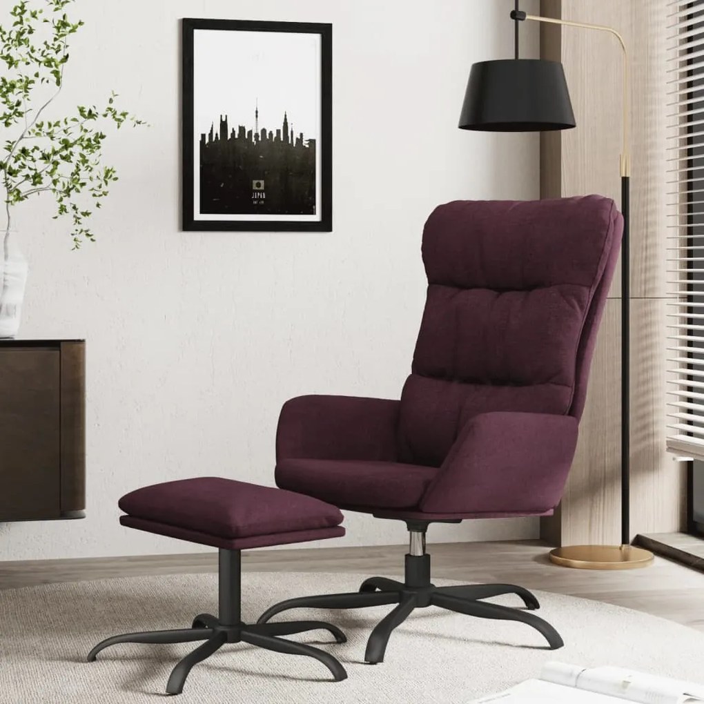 vidaXL Cadeira de descanso com banco tecido roxo