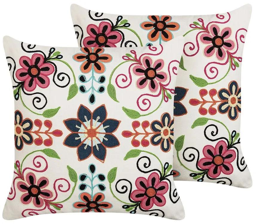 Conjunto de 2 almofadas decorativas bordadas em algodão multicolor 50 x 50 cm BAHRAICH Beliani