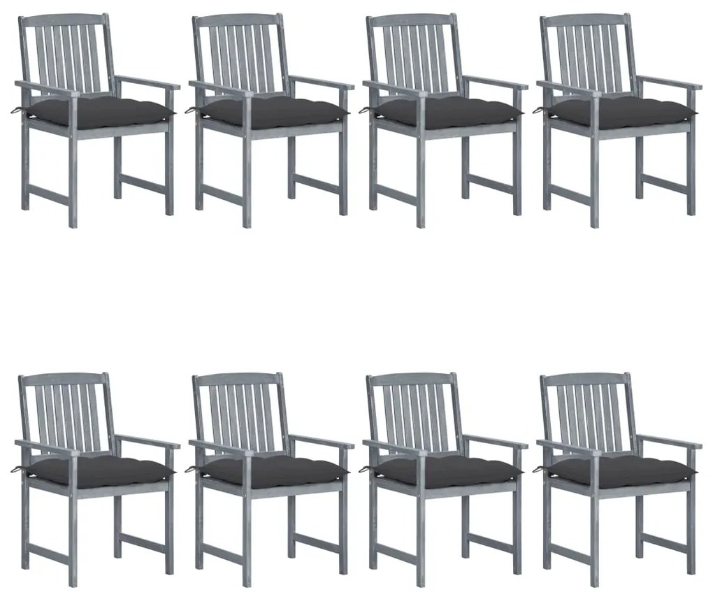 vidaXL Cadeiras de jardim c/ almofadões 8 pcs acácia maciça cinzento