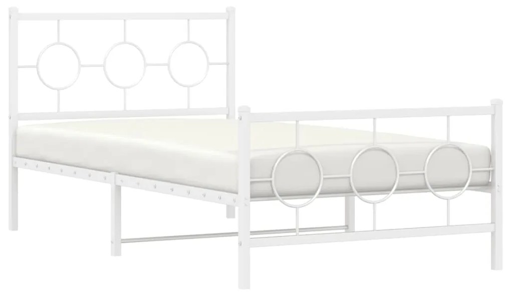 Estrutura de cama com cabeceira e pés 100x190 cm metal branco