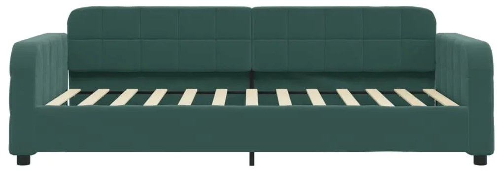 Sofá-cama com colchão 100x200 cm veludo verde-escuro