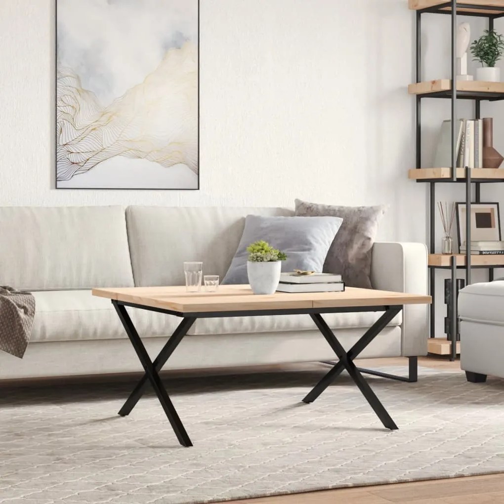 Mesa de centro estrutura em X 90x90x45,5 cm pinho/aço